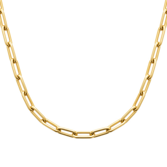 Collier chaîne acier - acier doré