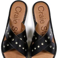 Sandales "Infinity" cuir rivets - Noir