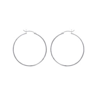 Créoles fines 40mm - Argent rhodié