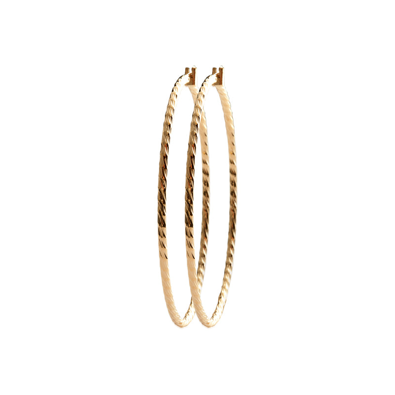 Créoles guillochées plaqué Or - 60mm