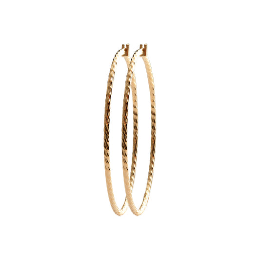 Créoles guillochées plaqué Or - 60mm