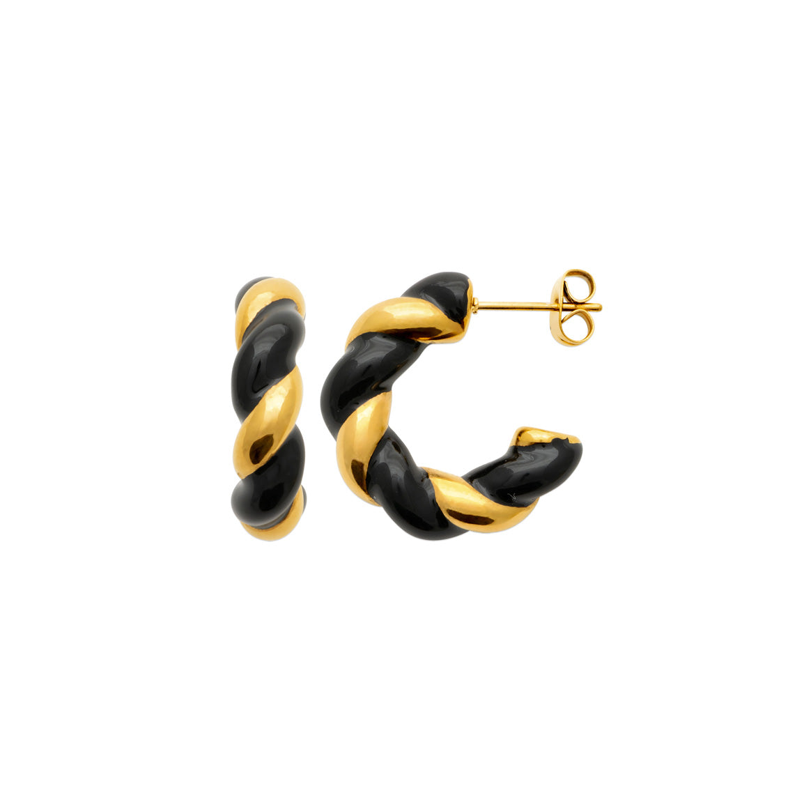 Créoles  laquées - acier doré