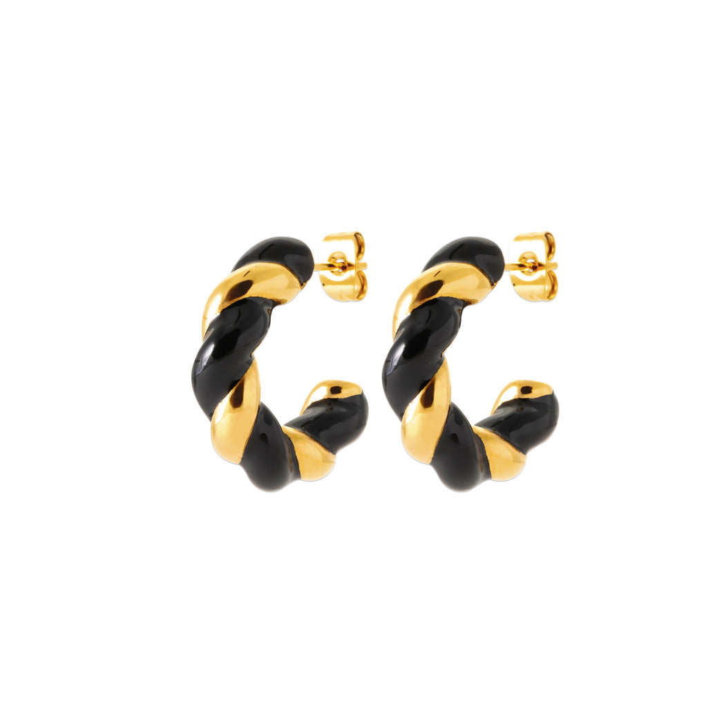 Créoles  laquées - acier doré