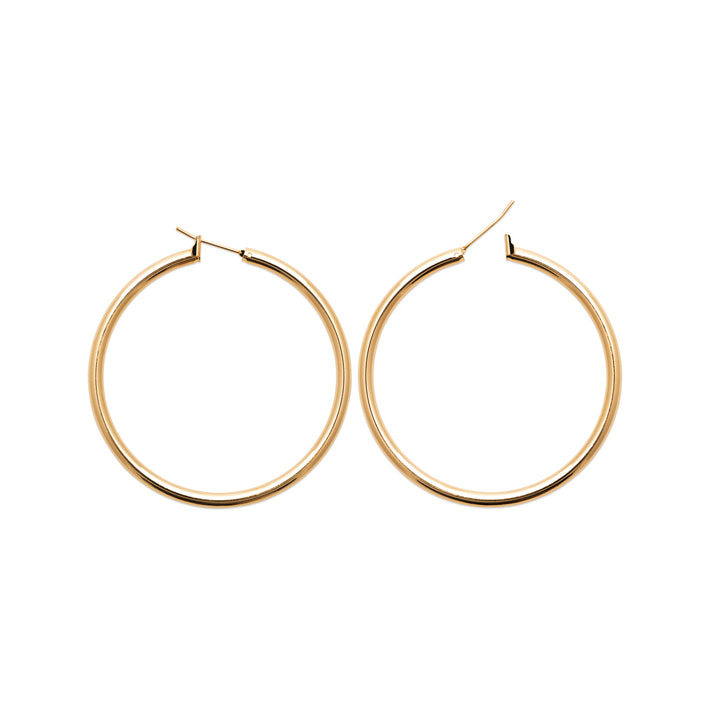 Créoles "tube" plaqué Or 50mm