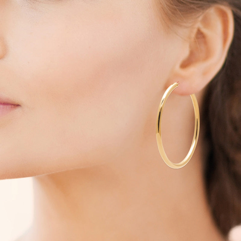 Créoles "tube" plaqué Or 50mm