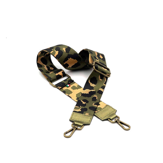 Bandoulière Léopard - Cuir kaki