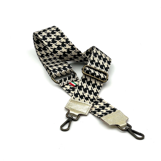 Bandoulière Pied-de-poule - Cuir or