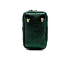 Pochette smartphone cuir - Vert sapin métal