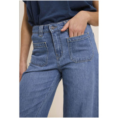 Jean large "Lucia crop large" - Medium blue
