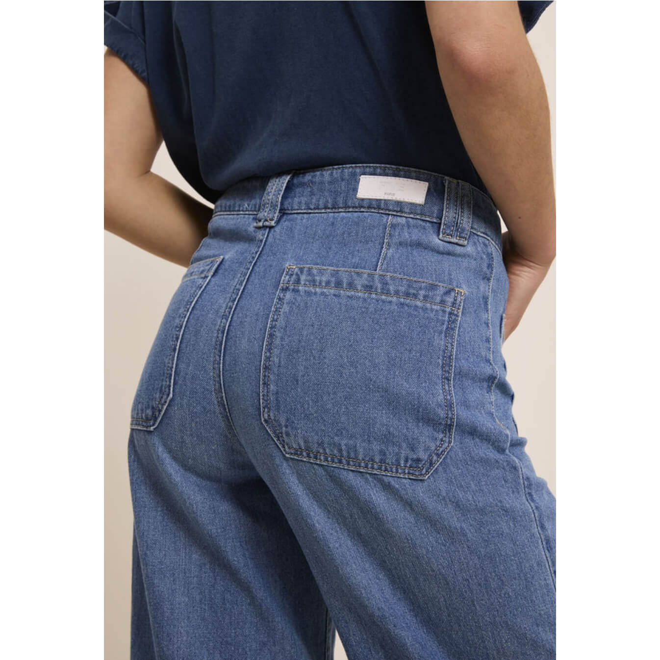 Jean large "Lucia crop large" - Medium blue