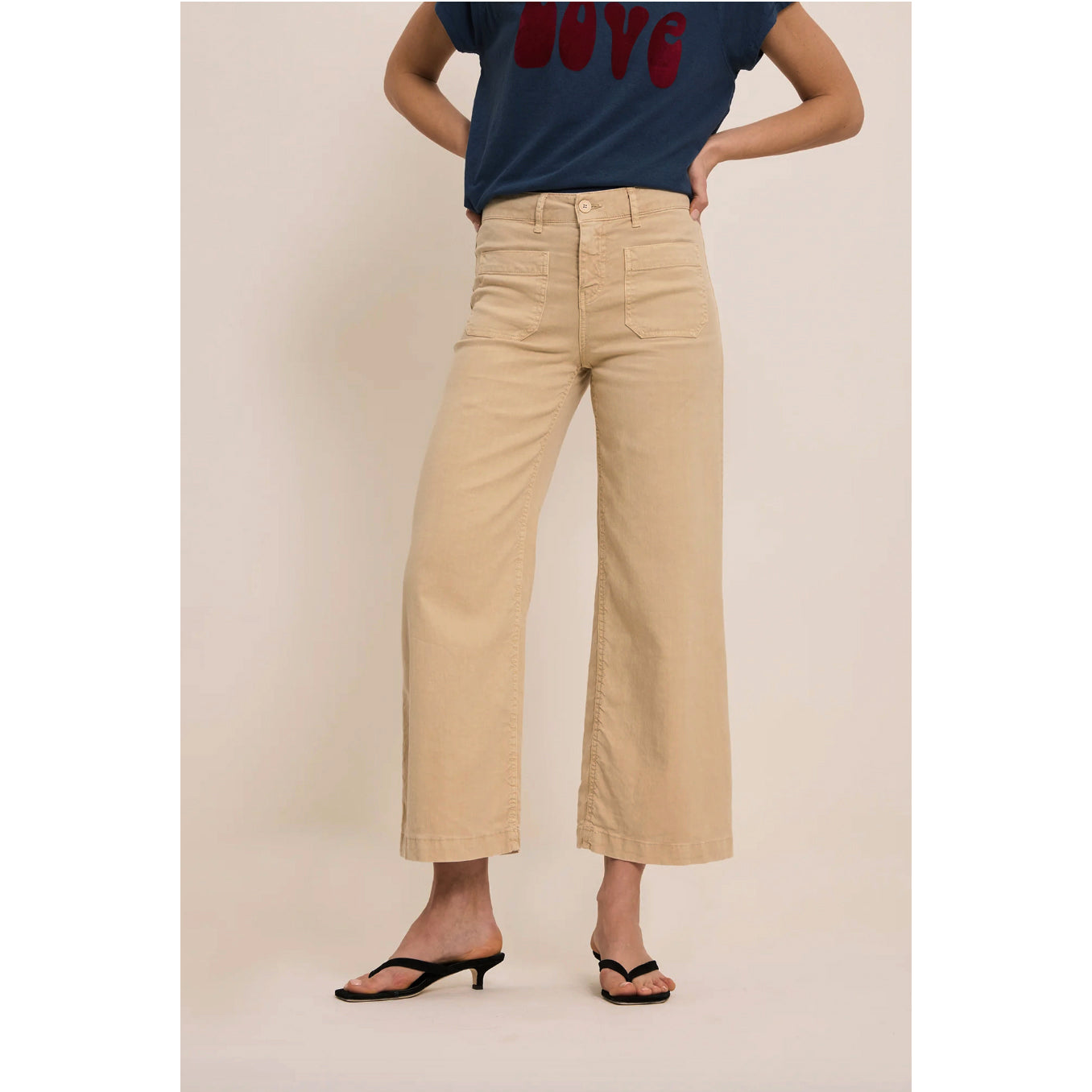 Pantalon large "Lucia crop large" - Oatmeal