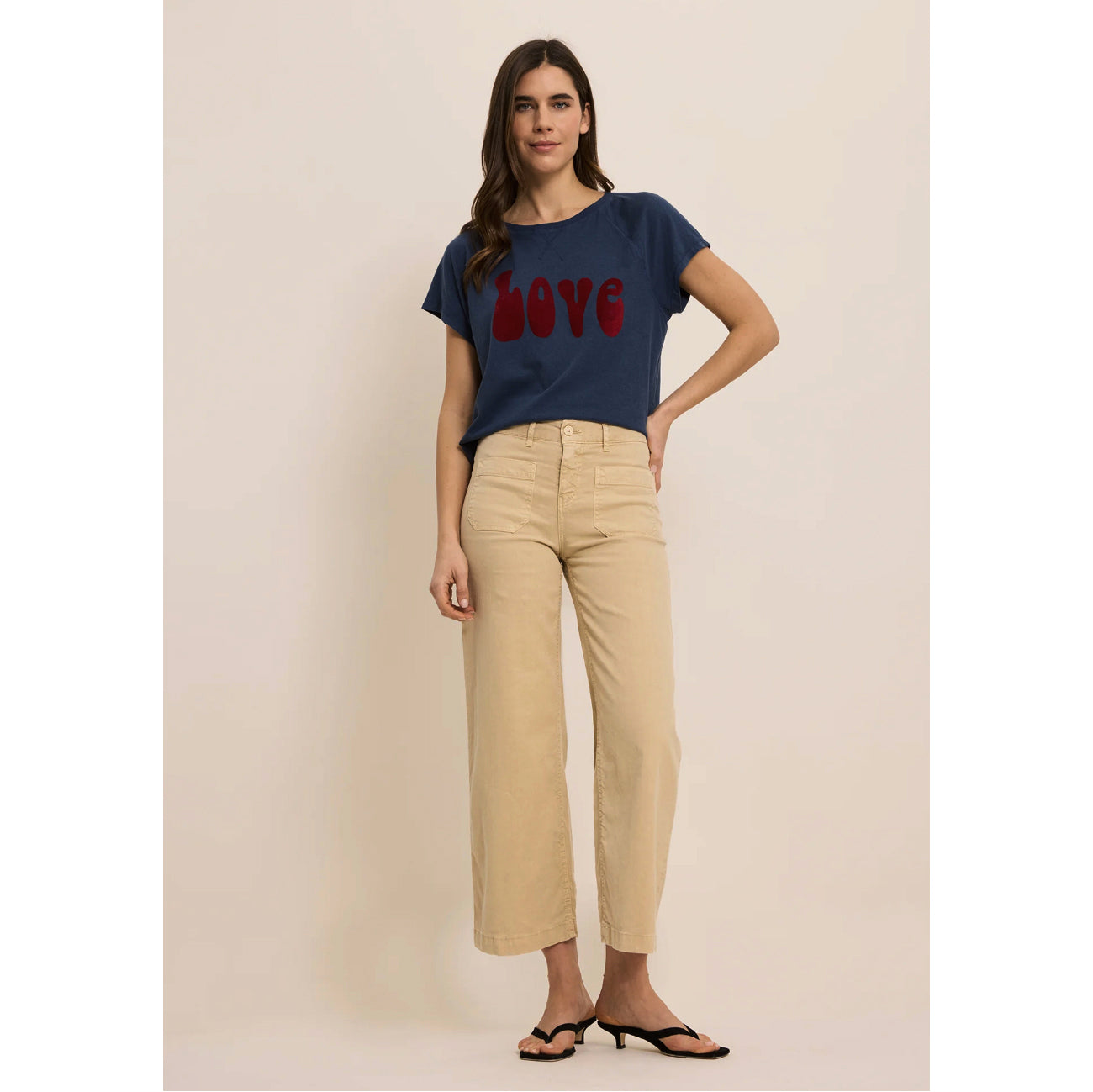 Pantalon large "Lucia crop large" - Oatmeal