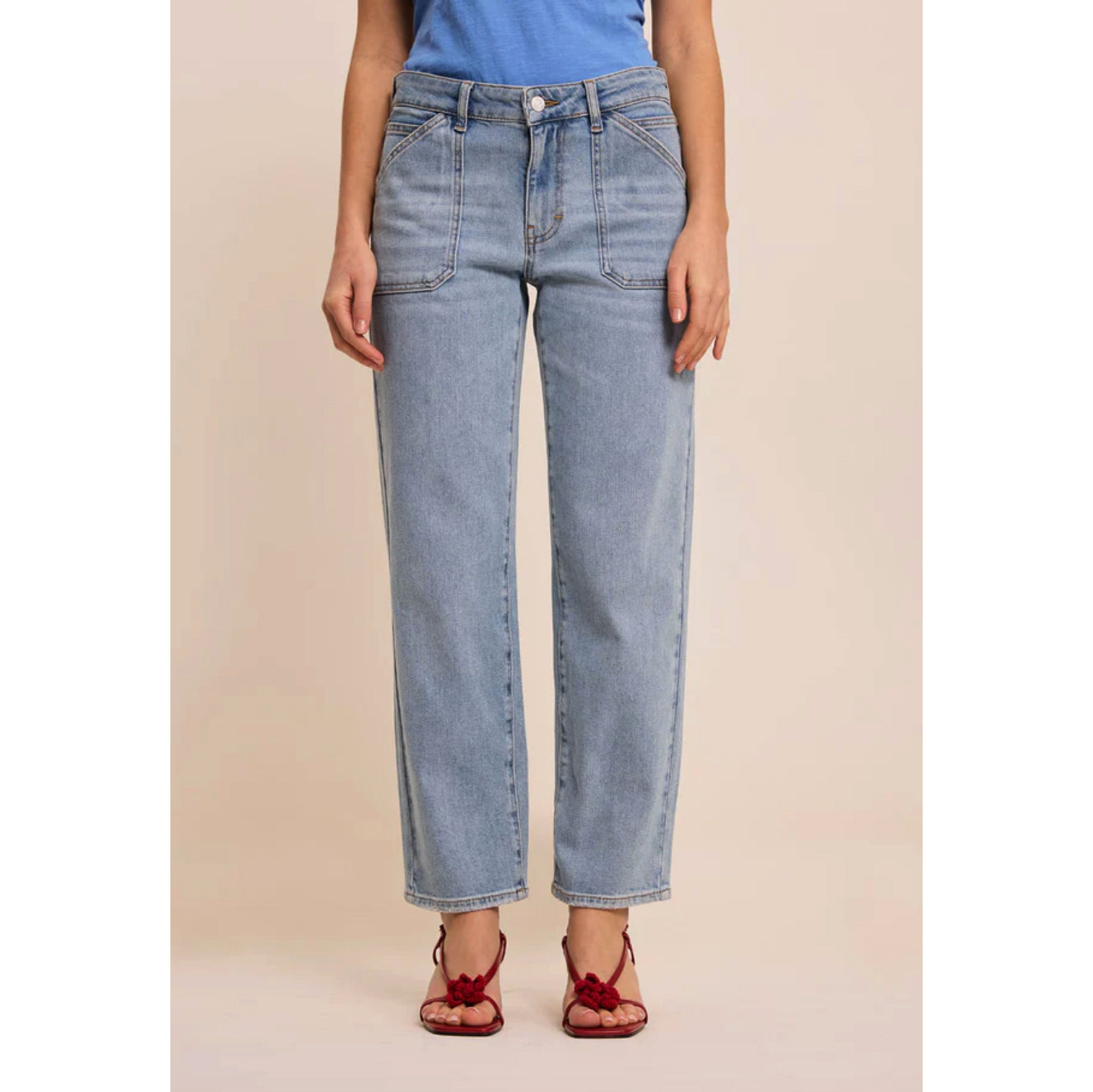 Jean worker "Lourdes" - Light blue