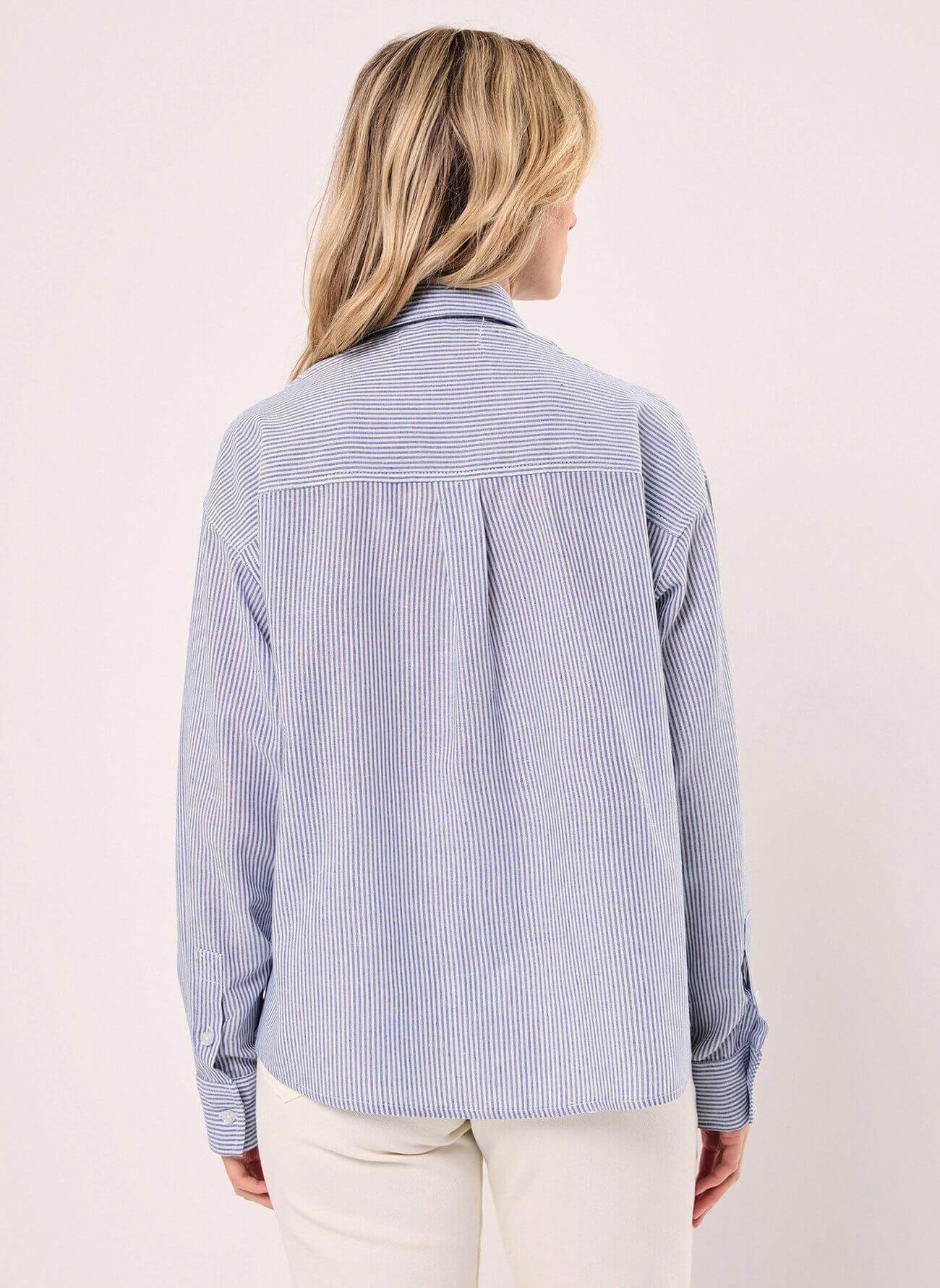 Chemise brodée "Colombe" - Rayure indigo