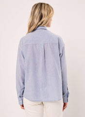 Chemise brodée "Colombe" - Rayure indigo