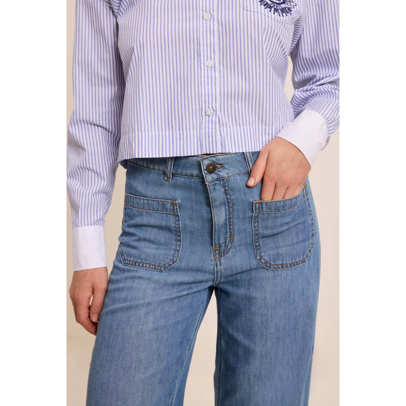 Jean large "Lucia Crop Light" - Medium blue