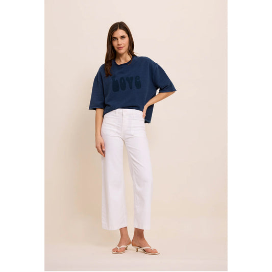 Pantalon large "Lucia crop large" - White