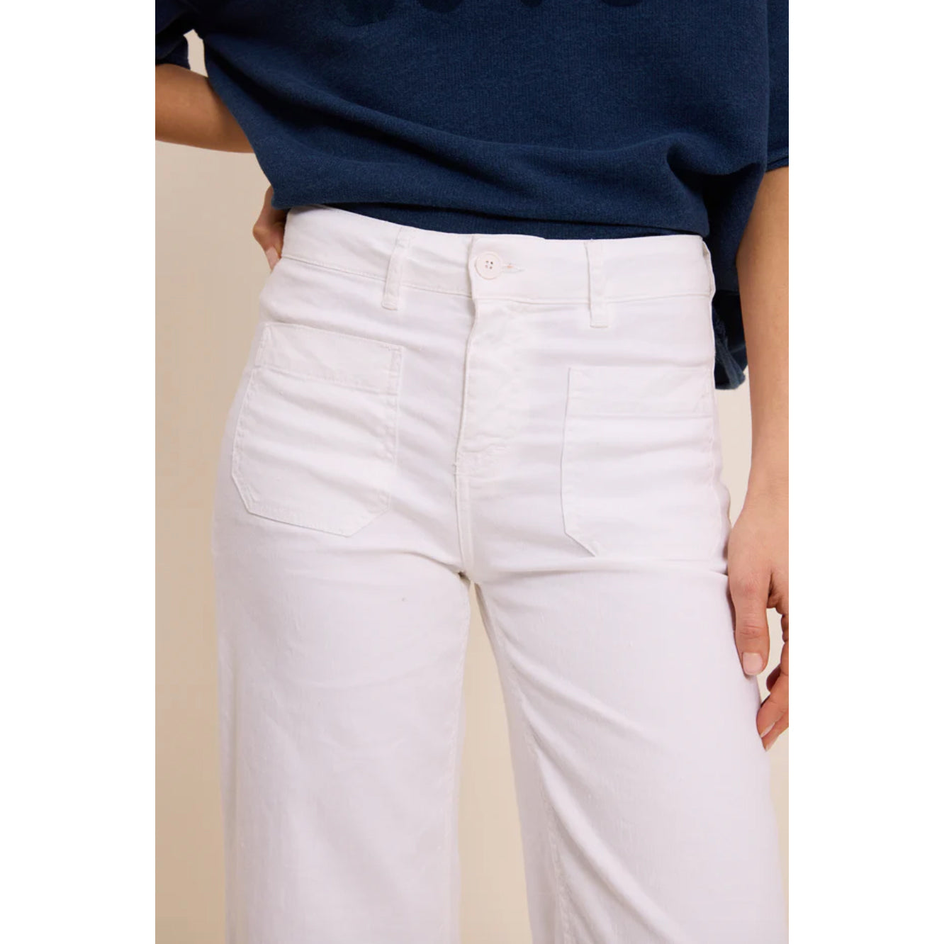 Pantalon large "Lucia crop large" - White
