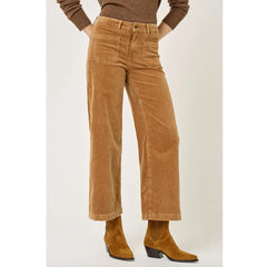 Pantalon large "Lucia" velours - Pecan