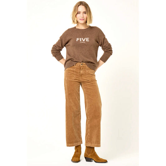 Pantalon large "Lucia" velours - Pecan