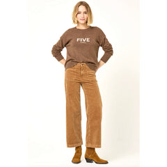 Pantalon large "Lucia" velours - Pecan