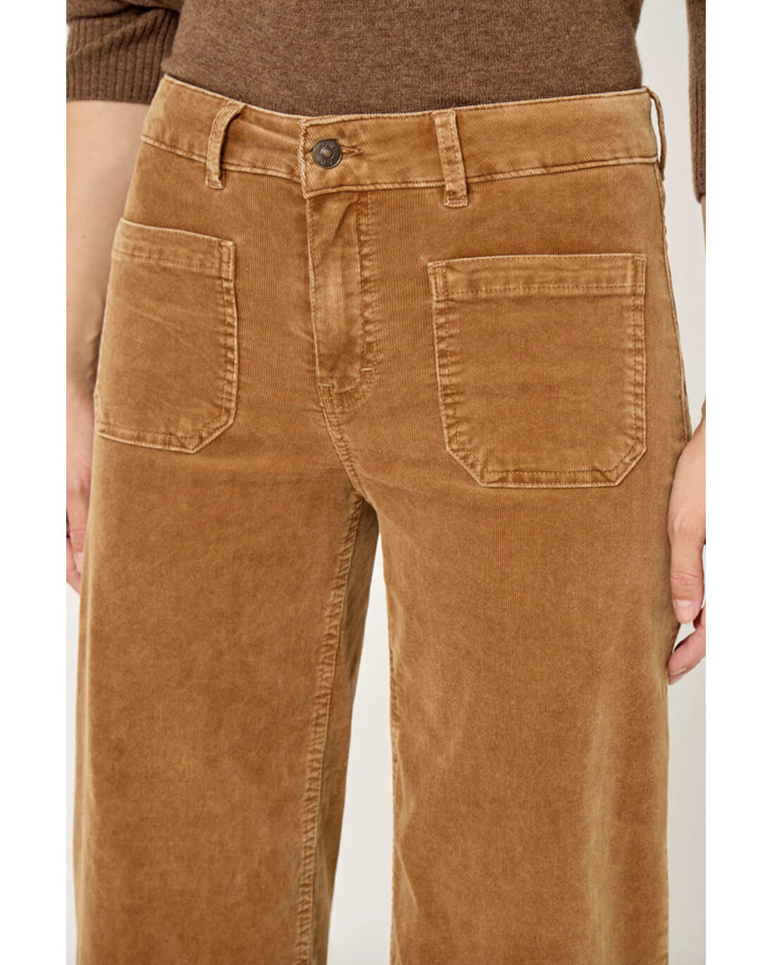 Pantalon large "Lucia" velours - Pecan