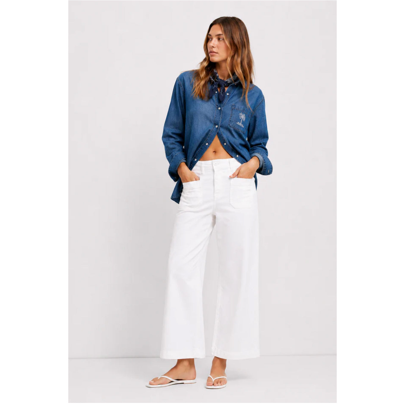 Pantalon "Lucia crop large" - White