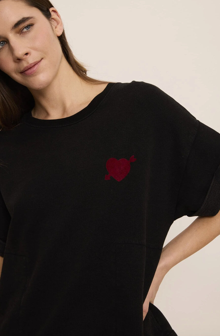 Sweat-shirt "Heart" - Acid grey