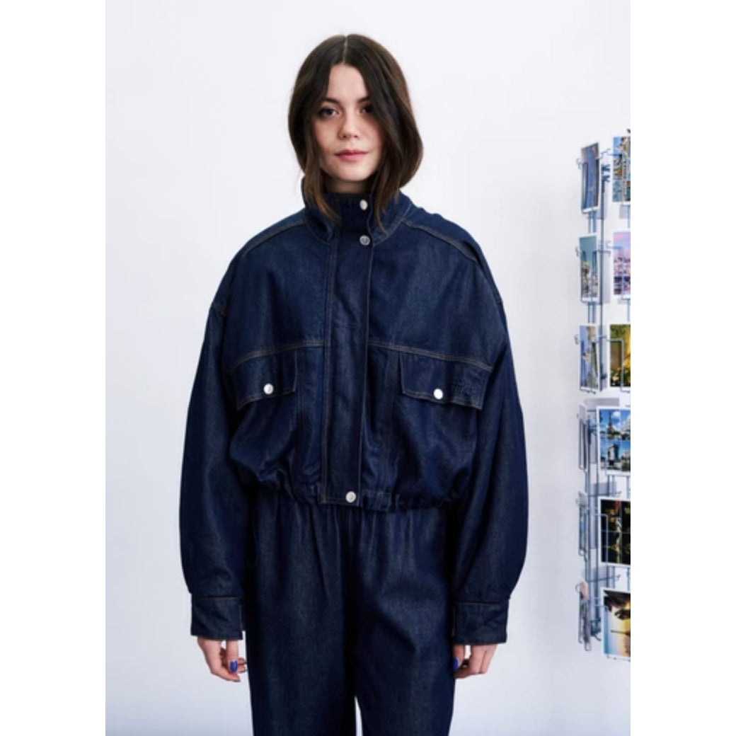 Blouson oversize "Kiso" - Denim brut lavé
