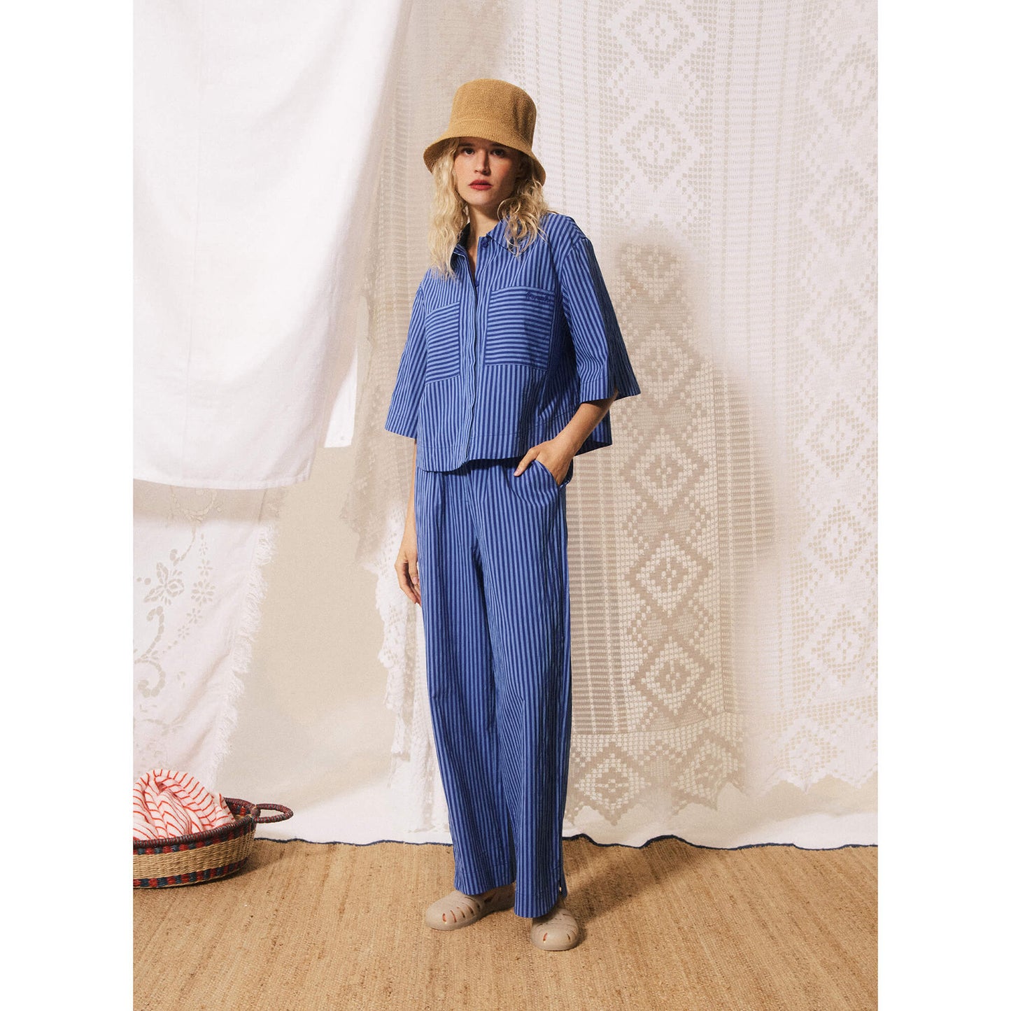 Chemise rayée "Anna" - Bleu électrique
