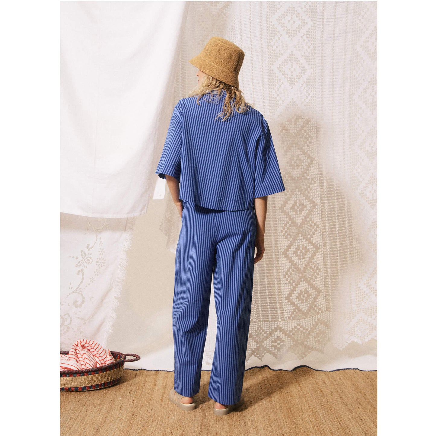 Chemise rayée "Anna" - Bleu électrique