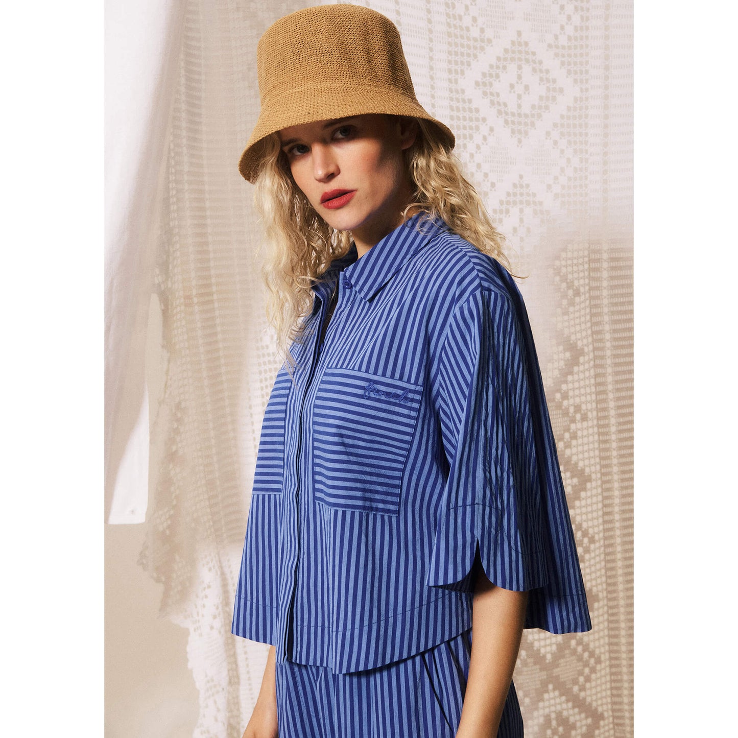 Chemise rayée "Anna" - Bleu électrique