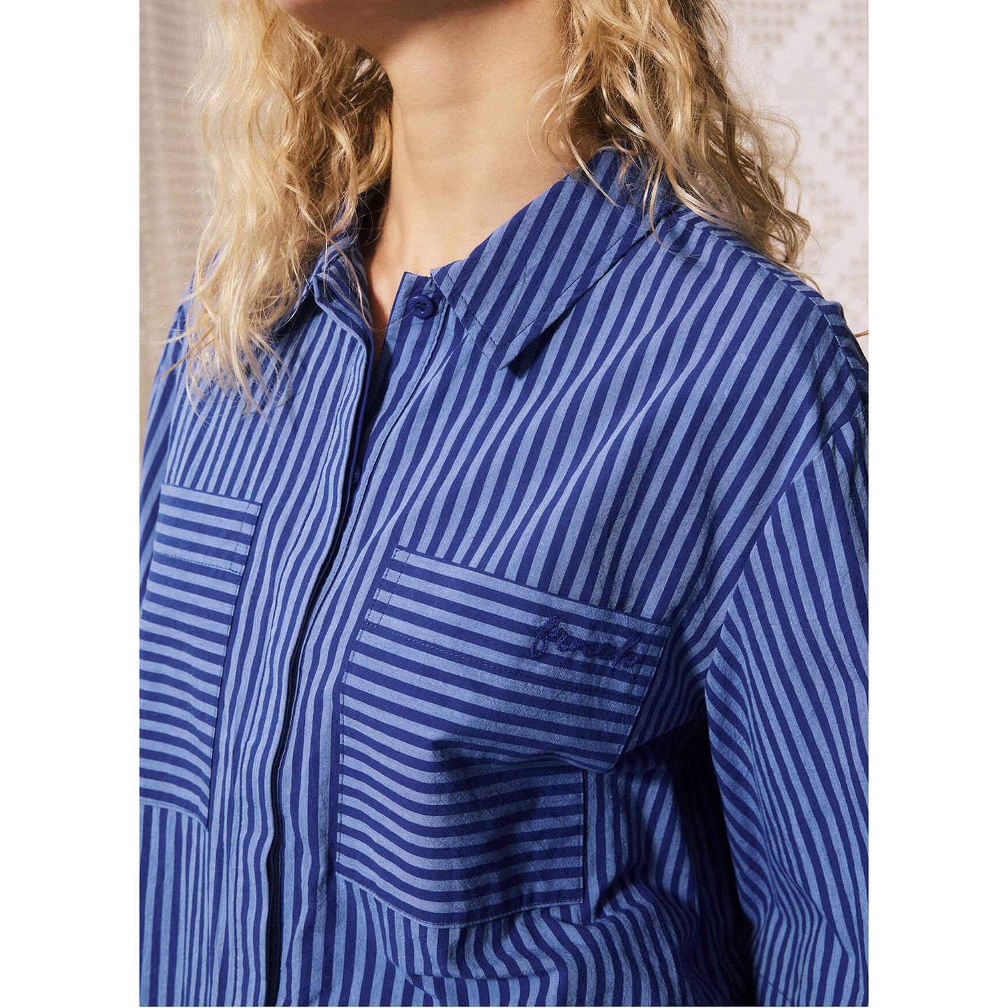 Chemise rayée "Anna" - Bleu électrique