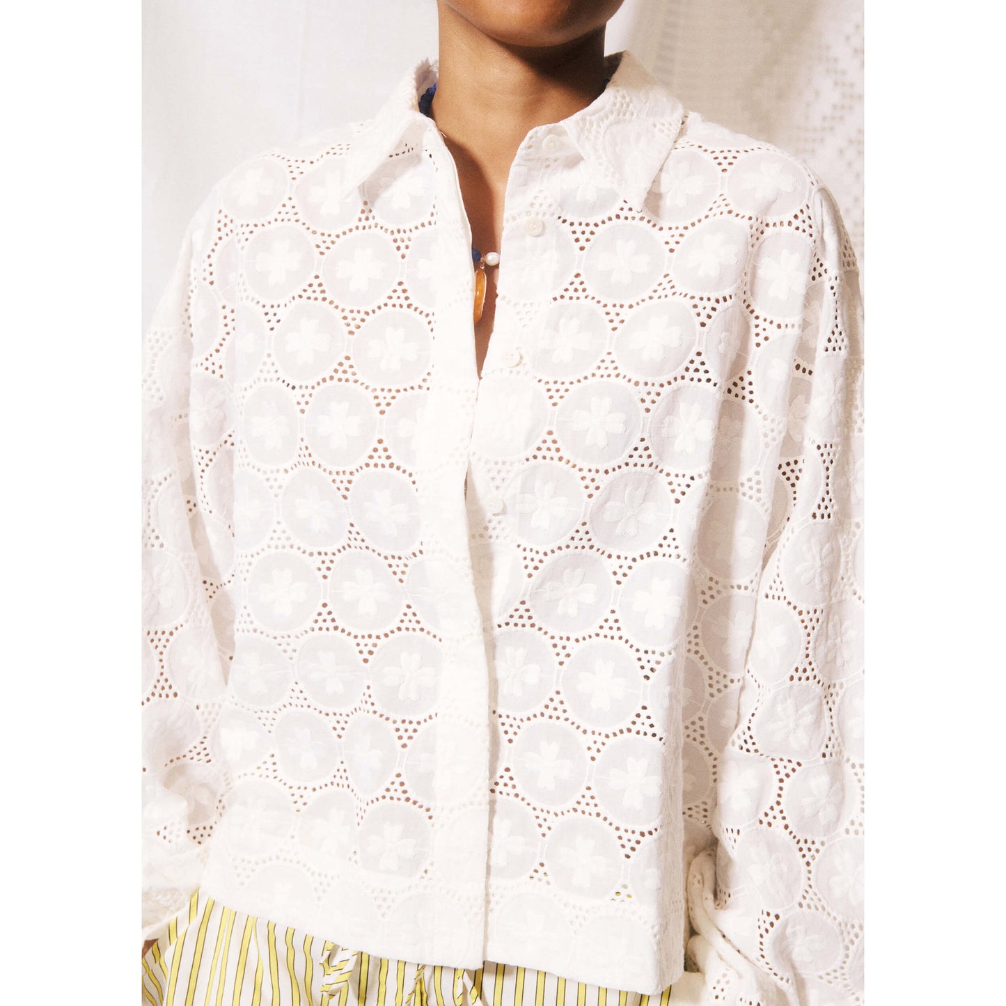 Chemise guipure "Esposito" - Blanc