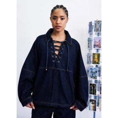 Chemise-vareuse "Sorae" denim brut lavé