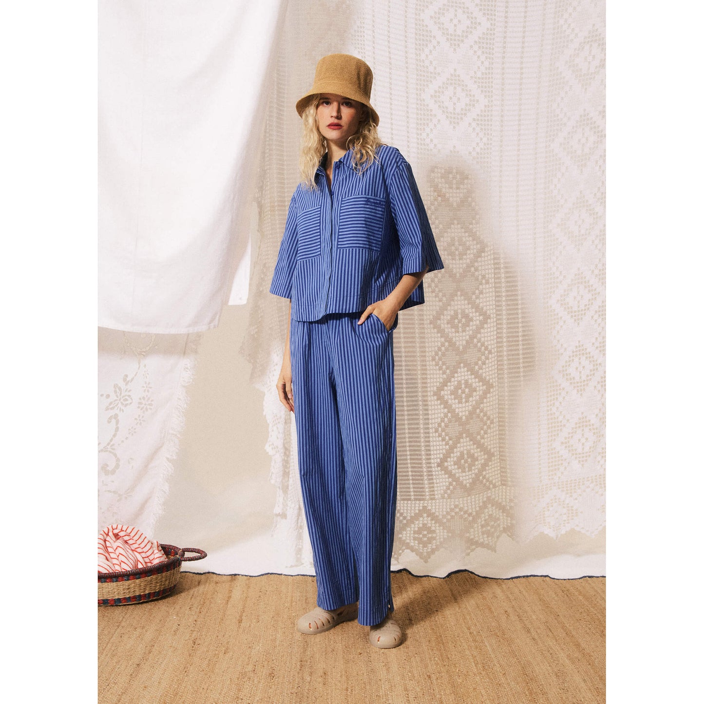 Pantalon rayé "Annunziata" - Bleu électrique