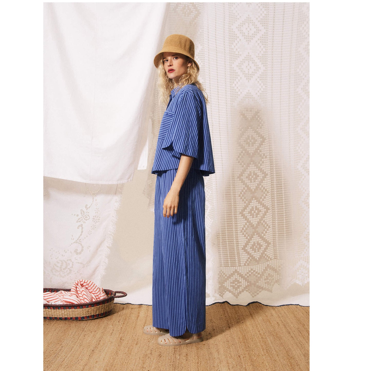 Pantalon rayé "Annunziata" - Bleu électrique