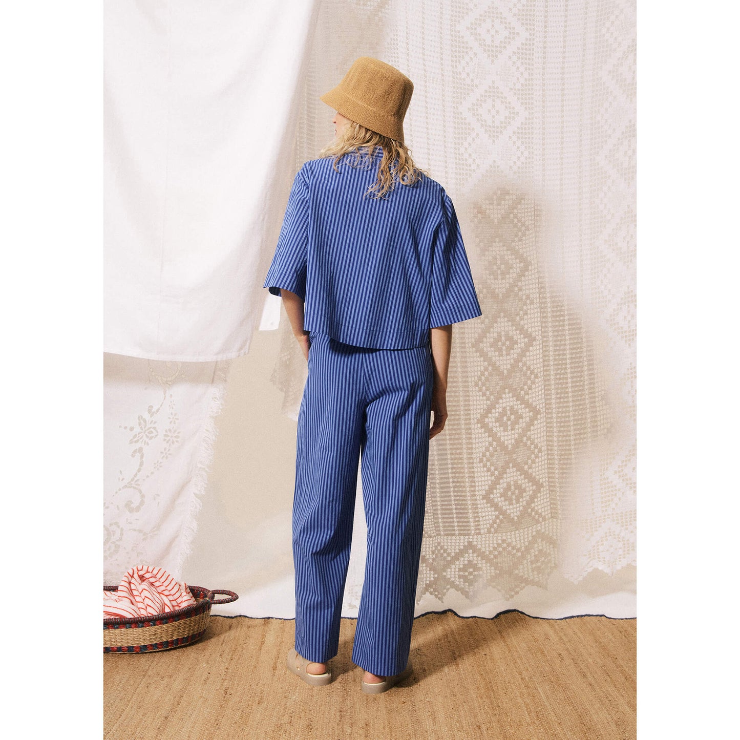 Pantalon rayé "Annunziata" - Bleu électrique