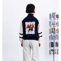 Pull zippé "Timbre" - Navy/écru