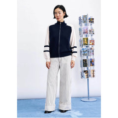 Pull zippé "Timbre" - Navy/écru