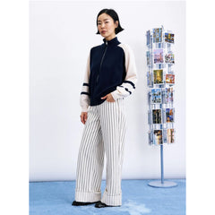 Pull zippé "Timbre" - Navy/écru