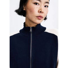 Pull zippé "Timbre" - Navy/écru