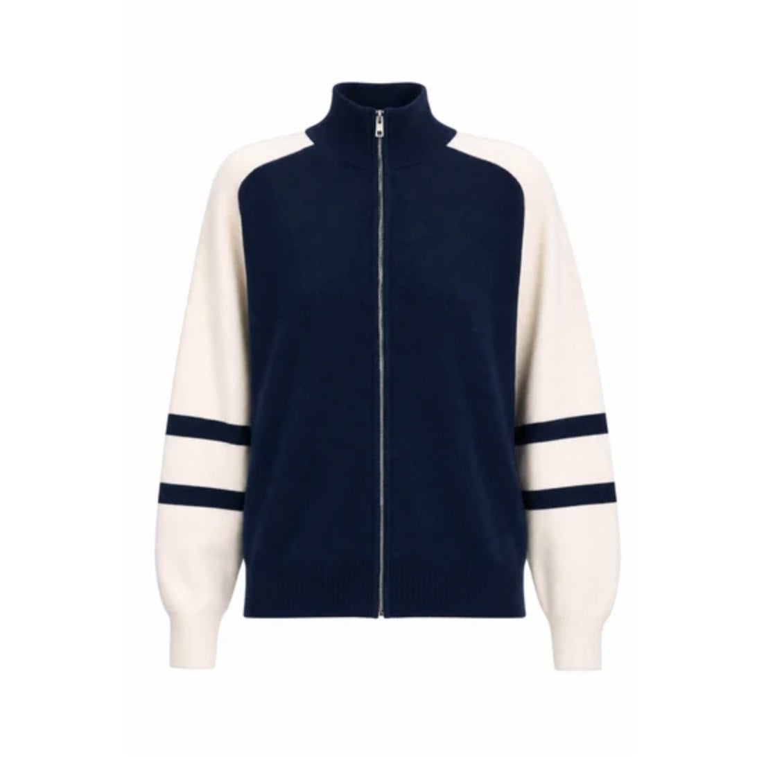 Pull zippé "Timbre" - Navy/écru