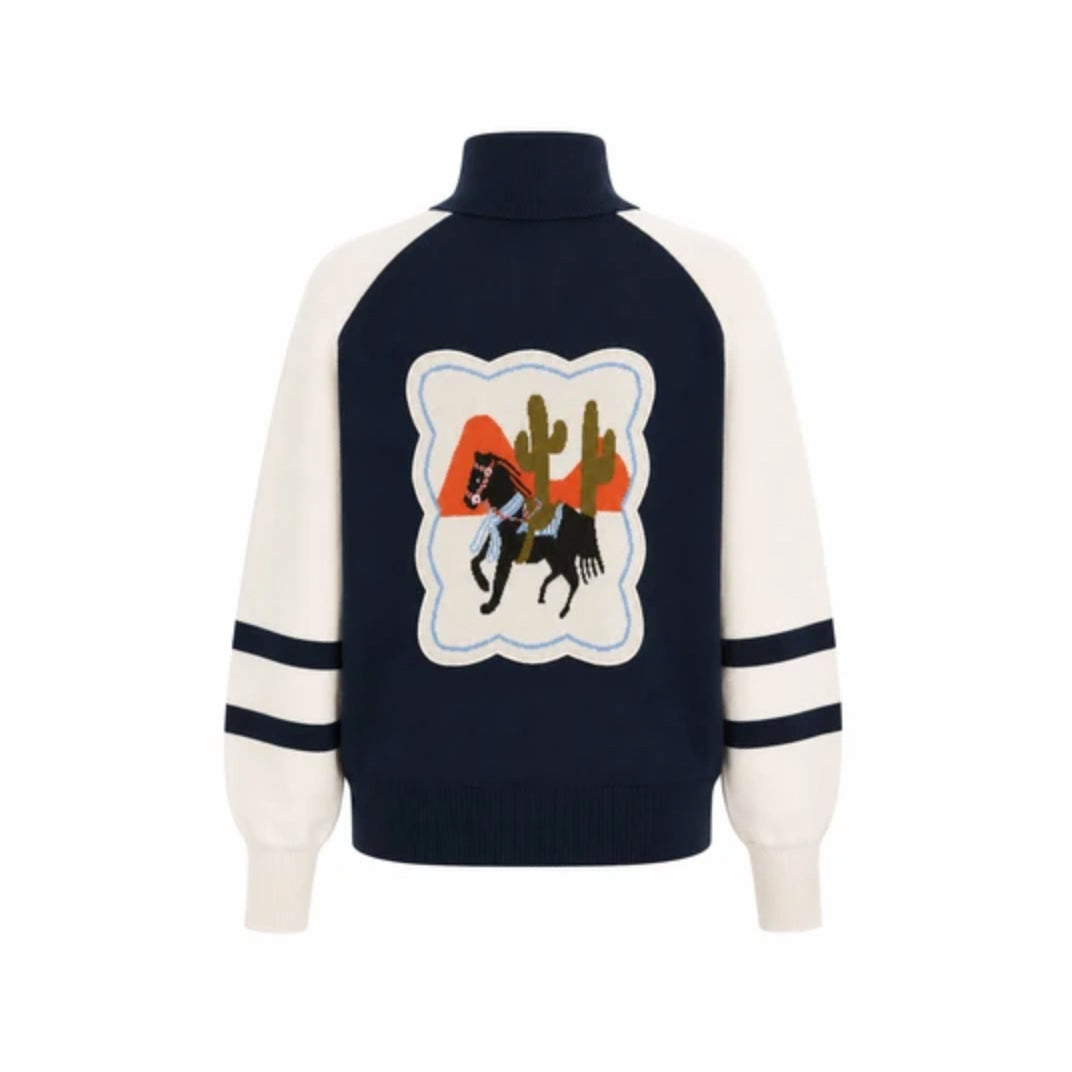 Pull zippé "Timbre" - Navy/écru