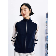 Pull zippé "Timbre" - Navy/écru