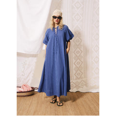 Robe rayée "Assunta" - Bleu électrique