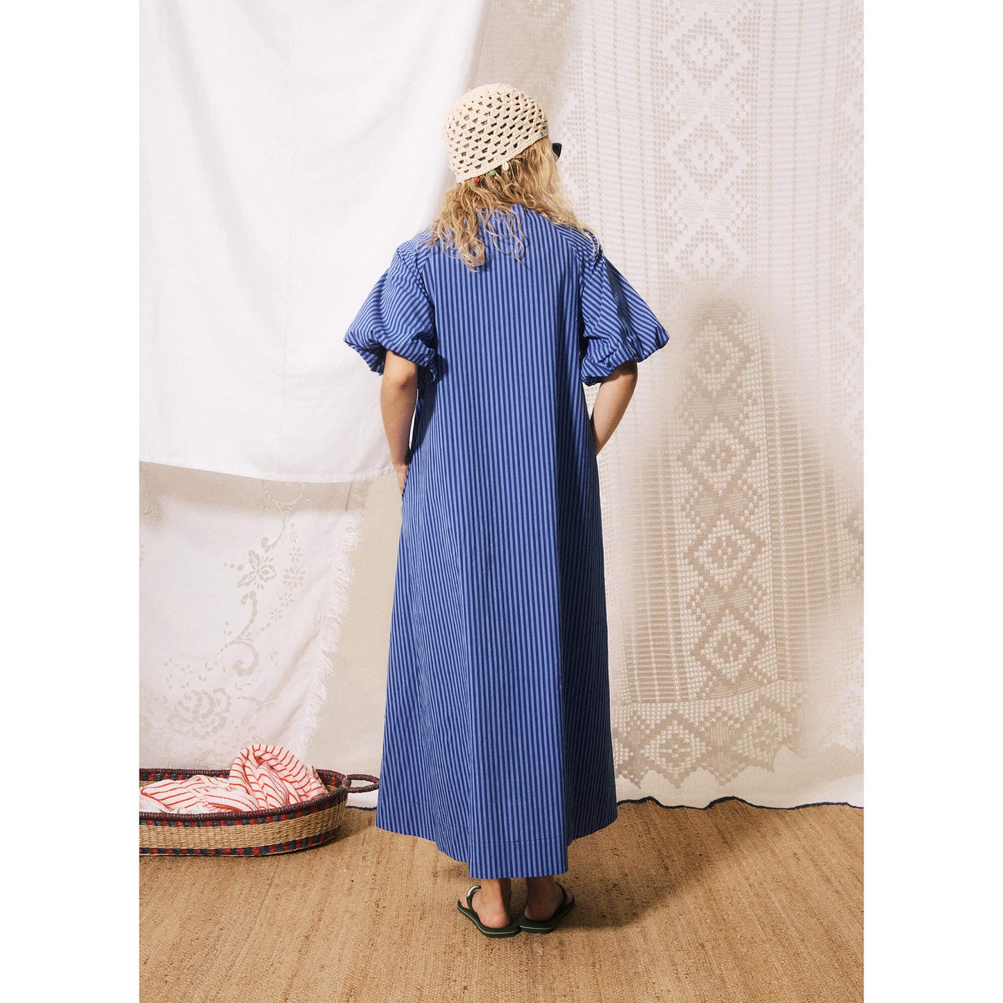 Robe rayée "Assunta" - Bleu électrique