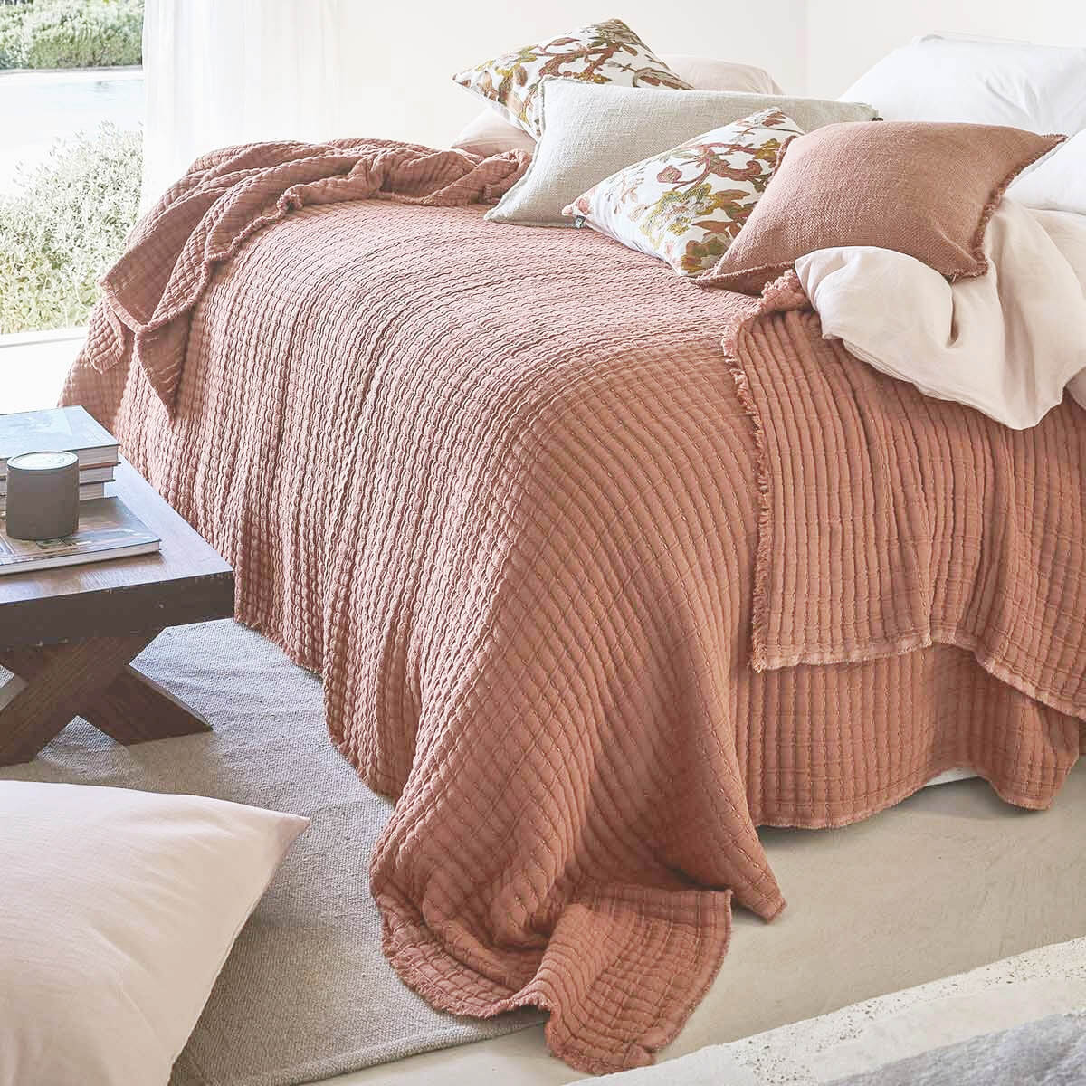 Couvre-lit "Tivoli" gaufré - Moccacino