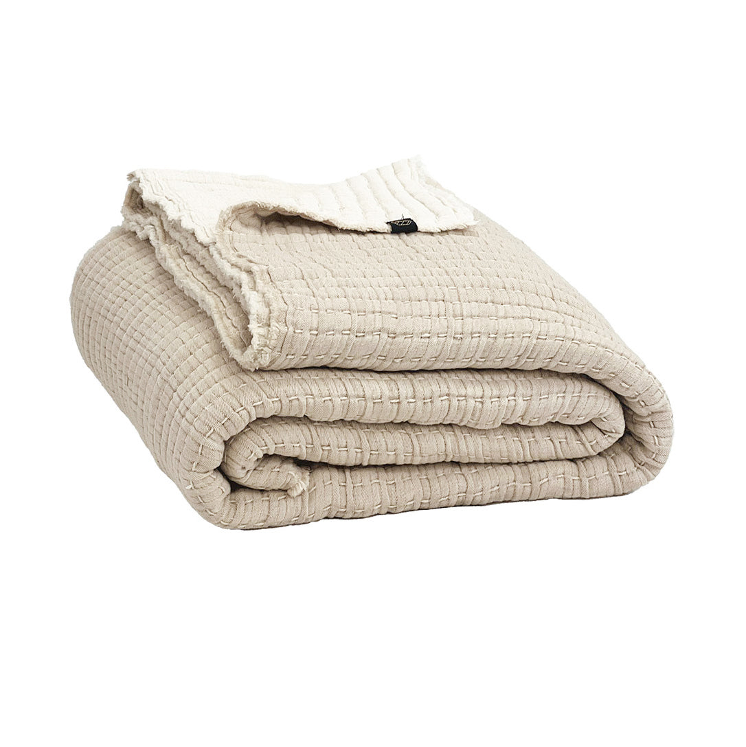 Couvre-lit "Tivoli" gaufré - Sable/ivoire