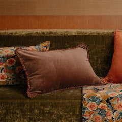 Housse de coussin velours "Kobe" - Ganache
